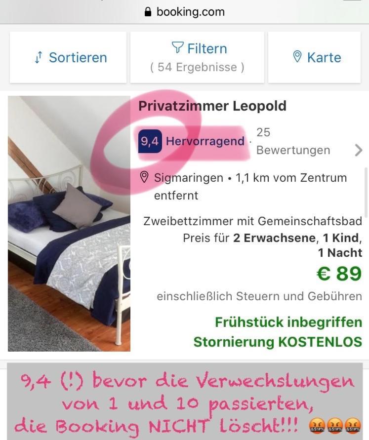 Privatzimmer Leopold Apartment Sigmaringen Luaran gambar